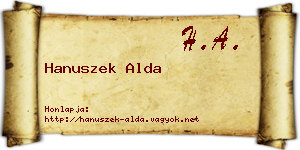 Hanuszek Alda névjegykártya